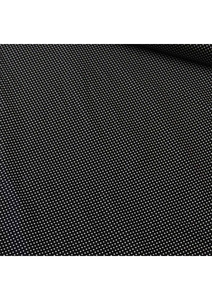 Siyah Zemin Üzerine Beyaz Puantiye Poplin Kumaş