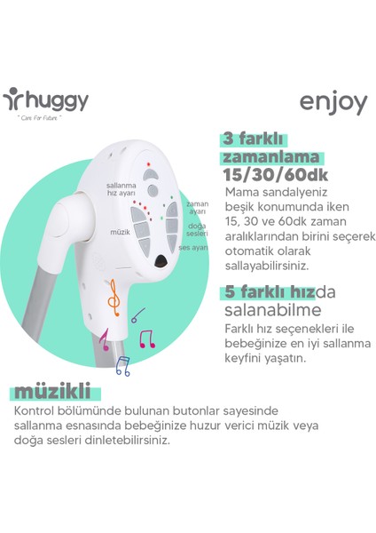 Enjoy Otomatik Sallanabilir Kumandalı Katlanabilir Elektrikli Mama Sandalyesi-Salıncak