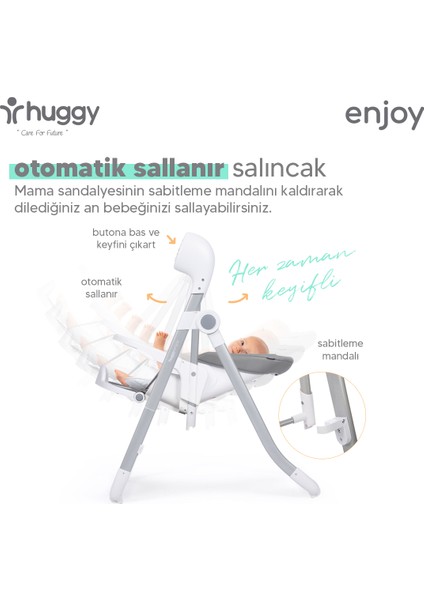 Enjoy Otomatik Sallanabilir Kumandalı Katlanabilir Elektrikli Mama Sandalyesi-Salıncak