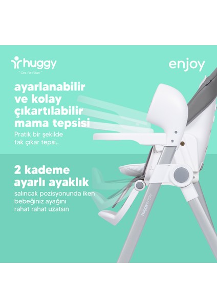 Enjoy Otomatik Sallanabilir Kumandalı Katlanabilir Elektrikli Mama Sandalyesi-Salıncak