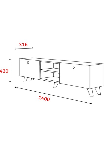 Veco Modern Tv Ünitesi Ayaklı Ceviz-Antrasit