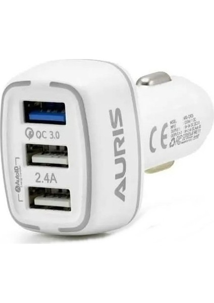 3 Girişli Araç Çakmak Şarj Aleti 5400 Mah 30W Beyaz