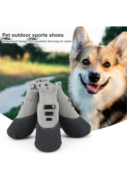 4 Adet Pet Ayakkabı Su Geçirmez Kaymaz Iyi Esneklik Pet Köpek Sneakers (Yurt Dışından)