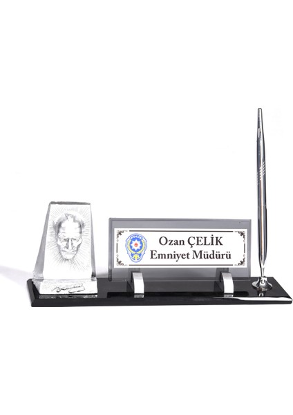 Sublimasyon Alanlı Kristal Atatürk Biblolulu Avukatlar Için Özel Gümüş Organizer Masa Isimlik