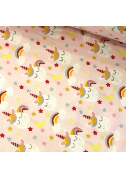Pembe Unicorn Pazen Flanel Kumaş
