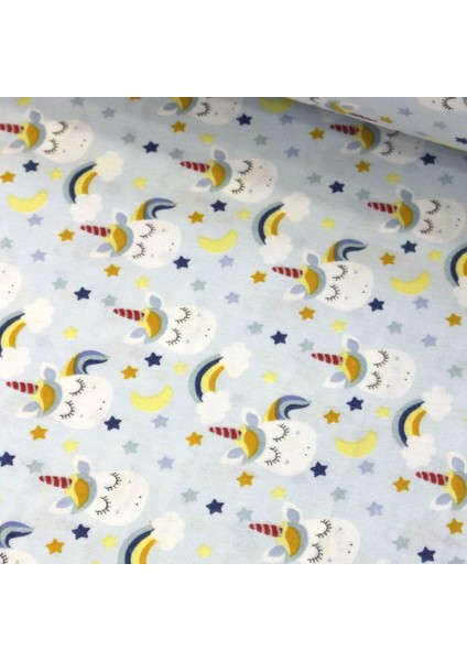 Mavi Unicorn Pazen Flanel Kumaş