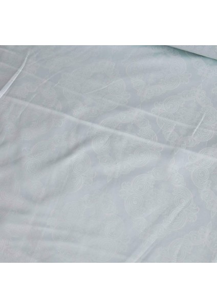 Su Yeşili Damask Desen Pamuk Saten Kumaş