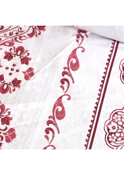 Kırmızı Çini Motif Nevresimlik Poplin Kumaş