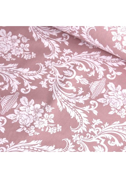 Gül Kurusu Damask Nevresimlik Poplin Kumaş