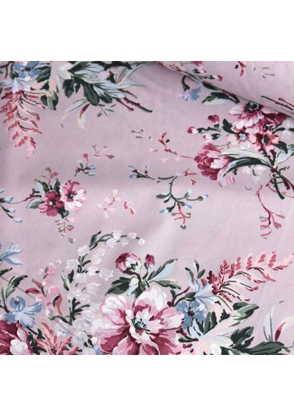 Lila Pembe Çiçek Buketi Nevresimlik Poplin Kumaş