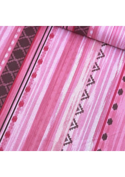 Pembe Çizgi Suluboya Nevresimlik Poplin Kumaş
