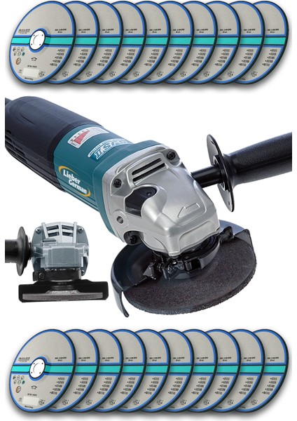 Teknoloji 3400 W Bakır Sargılı 115 mm Avuç Içi Spiral Kesme ve Taşlama Makinası 20 Taş