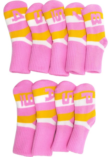 9'lu Elastik Golf Demir Headcover Ütüler Başkanı Kapak Kalın Örme Takozlar Kılıfı Pembe (Yurt Dışından)