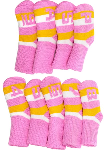 9'lu Elastik Golf Demir Headcover Ütüler Başkanı Kapak Kalın Örme Takozlar Kılıfı Pembe (Yurt Dışından) fiyatları