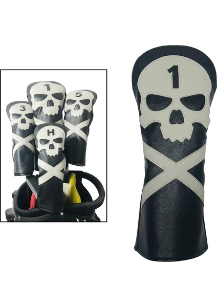 1'li Kafatası Golf Kafa Kapak Fairway Hibrid Sürücü Ahşap Kulübü Headcover Sleeve Guard No.1 (Yurt Dışından) fırsatları