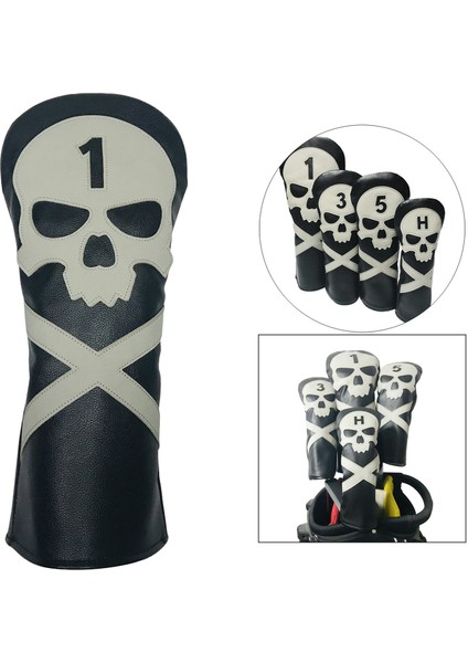 1'li Kafatası Golf Kafa Kapak Fairway Hibrid Sürücü Ahşap Kulübü Headcover Sleeve Guard No.1 (Yurt Dışından) indirimleri