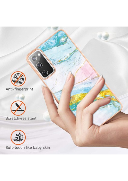 Samsung Galaxy S20 Fe Için Mermer Desen Yumuşak Tpu Tampon Kılıf Kapak Turkuaz - Beyaz (Yurt Dışından) fiyatları