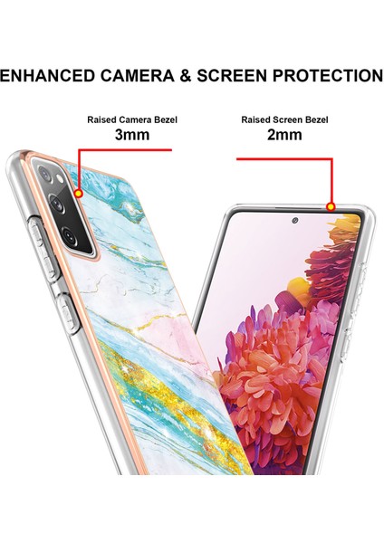 Samsung Galaxy S20 Fe Için Mermer Desen Yumuşak Tpu Tampon Kılıf Kapak Turkuaz - Beyaz (Yurt Dışından) modelleri