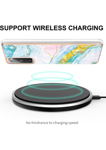 Samsung Galaxy S20 Fe Için Mermer Desen Yumuşak Tpu Tampon Kılıf Kapak Turkuaz - Beyaz (Yurt Dışından) fırsatları