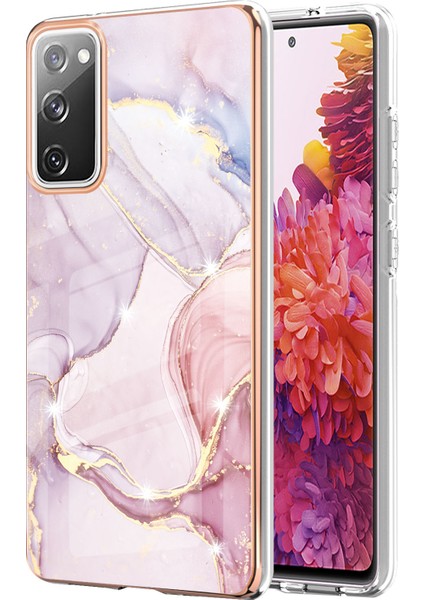 Samsung Galaxy S20 Fe Için Mermer Desen Yumuşak Tpu Tampon Kılıf Kapak Rose Gold (Yurt Dışından)