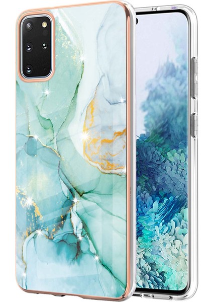 Samsung Galaxy S20+ Plus Için Mermer Desen Yumuşak Tpu Tampon Kılıf Kapak Turkuaz (Yurt Dışından)