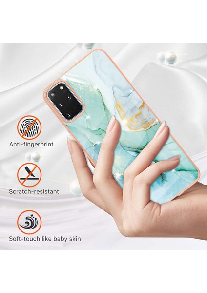 Samsung Galaxy S20+ Plus Için Mermer Desen Yumuşak Tpu Tampon Kılıf Kapak Turkuaz (Yurt Dışından)