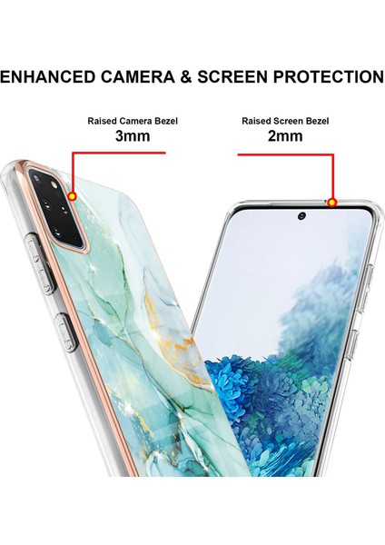 Samsung Galaxy S20+ Plus Için Mermer Desen Yumuşak Tpu Tampon Kılıf Kapak Turkuaz (Yurt Dışından)