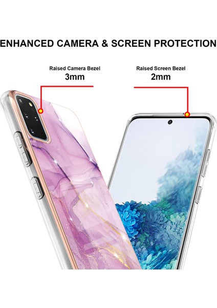 Samsung Galaxy S20+ Plus Için Mermer Desen Yumuşak Tpu Tampon Kılıf Kapak Pembe (Yurt Dışından)