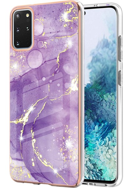 Samsung Galaxy S20+ Plus Için Mermer Desen Yumuşak Tpu Tampon Kılıf Kapak Mor (Yurt Dışından)