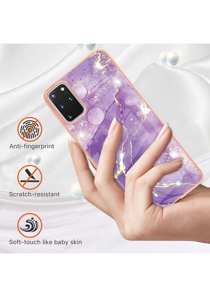 Samsung Galaxy S20+ Plus Için Mermer Desen Yumuşak Tpu Tampon Kılıf Kapak Mor (Yurt Dışından)