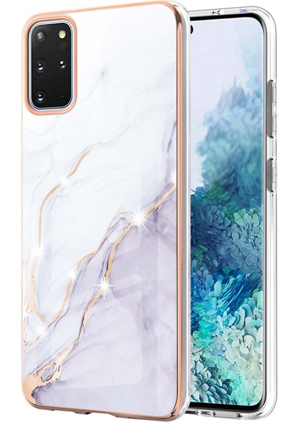 Samsung Galaxy S20+ Plus Için Mermer Desen Yumuşak Tpu Tampon Kılıf Kapak Beyaz (Yurt Dışından)
