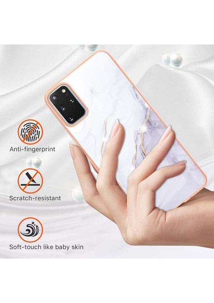 Samsung Galaxy S20+ Plus Için Mermer Desen Yumuşak Tpu Tampon Kılıf Kapak Beyaz (Yurt Dışından)