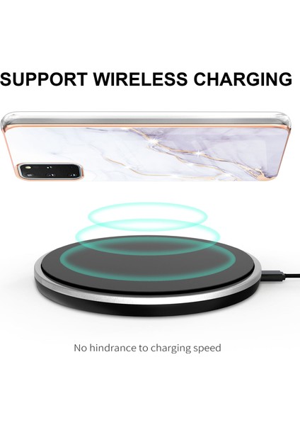 Samsung Galaxy S20+ Plus Için Mermer Desen Yumuşak Tpu Tampon Kılıf Kapak Beyaz (Yurt Dışından)