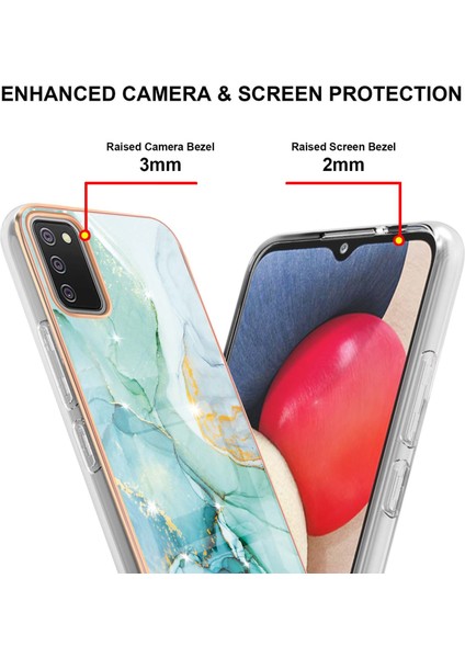 Samsung Galaxy A02S Için Mermer Desen Yumuşak Tpu Tampon Kılıf Kapak Turkuaz (Yurt Dışından)