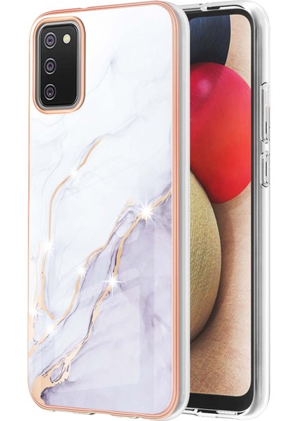 Samsung Galaxy A02S Için Mermer Desen Yumuşak Tpu Tampon Kılıf Kapak Beyaz (Yurt Dışından)