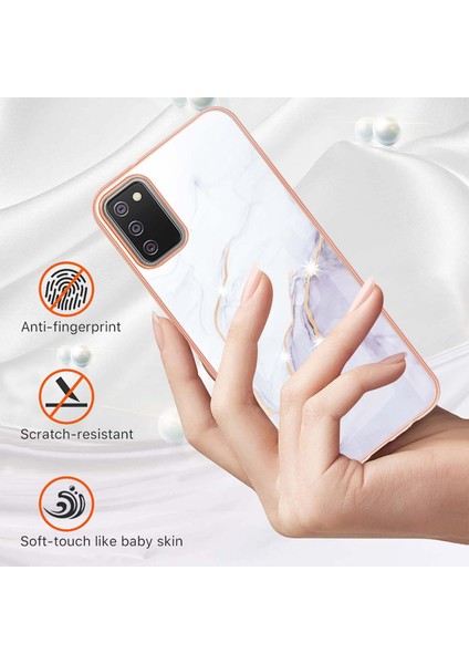 Samsung Galaxy A02S Için Mermer Desen Yumuşak Tpu Tampon Kılıf Kapak Beyaz (Yurt Dışından)