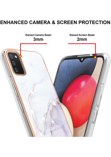 Samsung Galaxy A02S Için Mermer Desen Yumuşak Tpu Tampon Kılıf Kapak Beyaz (Yurt Dışından)