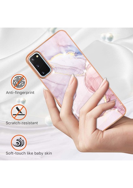 Samsung Galaxy S20 Için Mermer Desen Yumuşak Tpu Tampon Kılıf Kapak Rose Gold (Yurt Dışından)