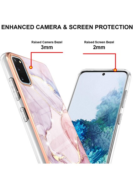 Samsung Galaxy S20 Için Mermer Desen Yumuşak Tpu Tampon Kılıf Kapak Rose Gold (Yurt Dışından)