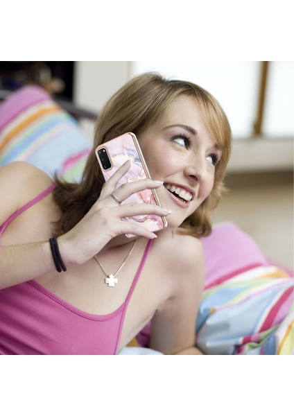 Samsung Galaxy S20 Için Mermer Desen Yumuşak Tpu Tampon Kılıf Kapak Rose Gold (Yurt Dışından)