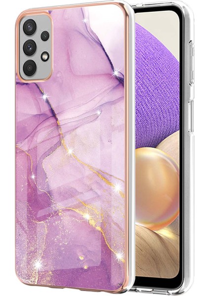 Samsung Galaxy A32 5g Için Mermer Desen Yumuşak Tpu Tampon Kılıf Kapak Pembe (Yurt Dışından)