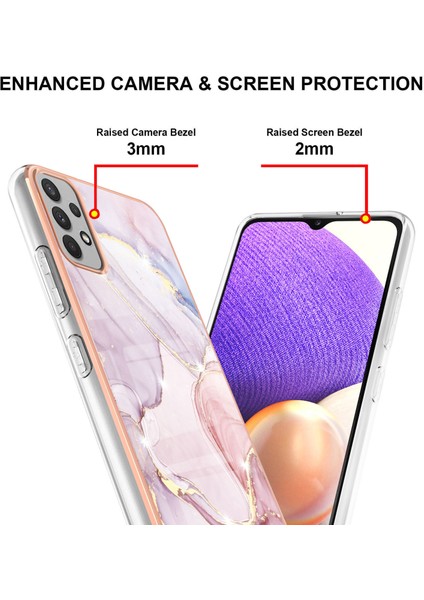 Samsung Galaxy A32 5g Için Mermer Desen Yumuşak Tpu Tampon Kılıf Kapak Rose Gold (Yurt Dışından)