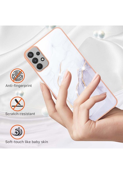 Samsung Galaxy A32 5g Için Mermer Desen Yumuşak Tpu Tampon Kılıf Kapak Beyaz (Yurt Dışından)