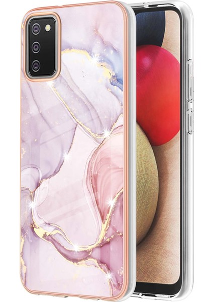 Samsung Galaxy A02S Için Mermer Desen Yumuşak Tpu Tampon Kılıf Kapak Rose Gold (Yurt Dışından)