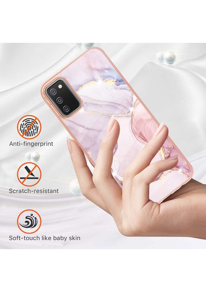 Samsung Galaxy A02S Için Mermer Desen Yumuşak Tpu Tampon Kılıf Kapak Rose Gold (Yurt Dışından)