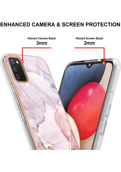 Samsung Galaxy A02S Için Mermer Desen Yumuşak Tpu Tampon Kılıf Kapak Rose Gold (Yurt Dışından)