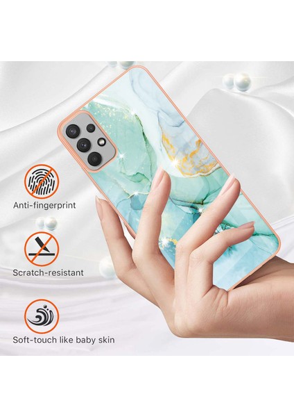 Samsung Galaxy A32 5g Için Mermer Desen Yumuşak Tpu Tampon Kılıf Kapak Turkuaz (Yurt Dışından)