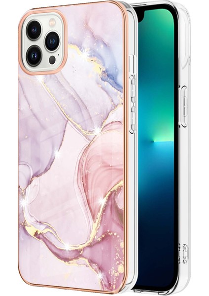 iPhone 13 Pro Için Mermer Desen Yumuşak Tpu Tampon Kılıf Kapak Rose Gold (Yurt Dışından)