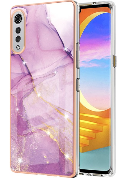 Lg Velvet 5g Için Mermer Desen Yumuşak Tpu Tampon Kılıf Kapak Pembe (Yurt Dışından)