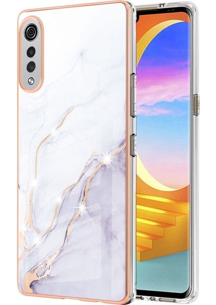 Lg Velvet 5g Için Mermer Desen Yumuşak Tpu Tampon Kılıf Kapak Beyaz (Yurt Dışından)